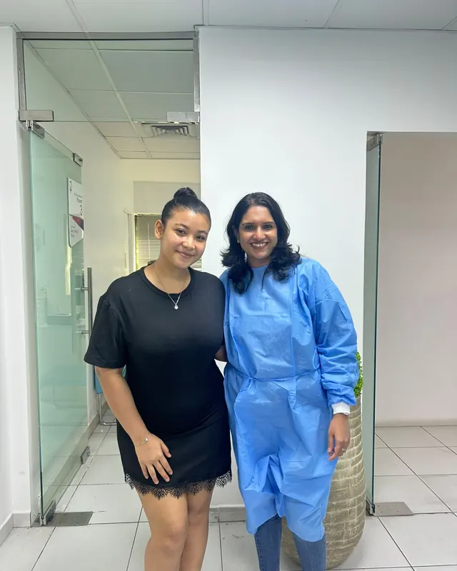 Dr Anjali Mohan with a patient at Easy Dental Clinic