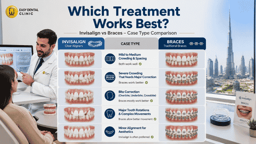Invisalign vs Braces In Dubai — How Well They Work by Case Type